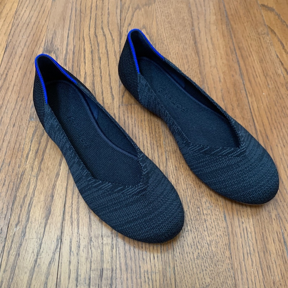 Rothy’s Heathered Black Flats Size 7.5 NWT